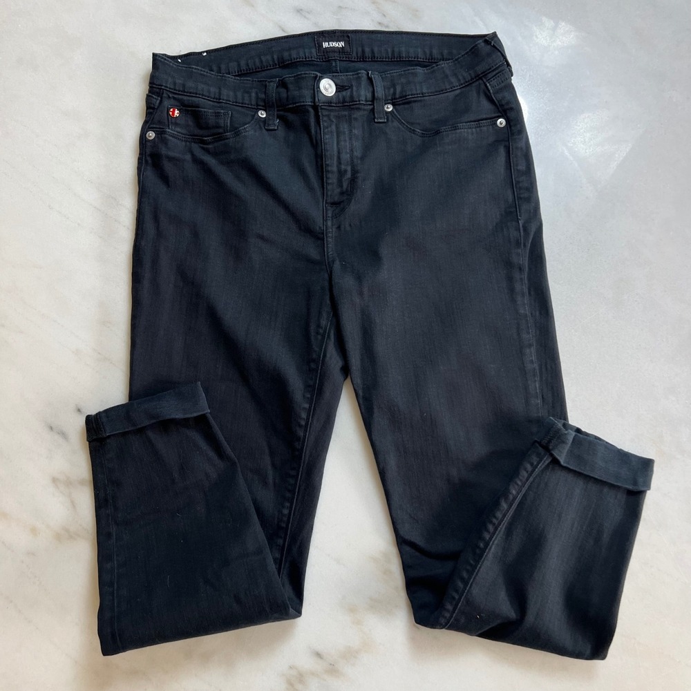 Hudson‎ Jeans Women's Black Skinny Crop Cuff Denim Pants Size 31